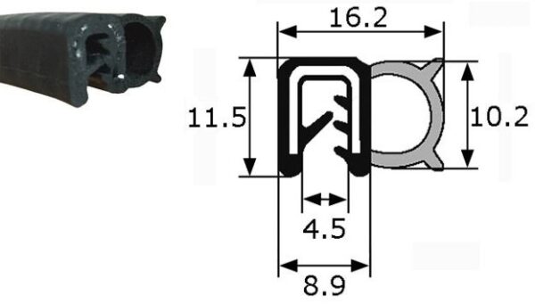 Goma Estanqueidad de Puerta 16,2x11,5 PRECIO POR METRO - Imagen 4