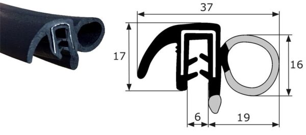 Goma Estanqueidad de Puerta con Pestaña 21,8x18mm - Imagen 4